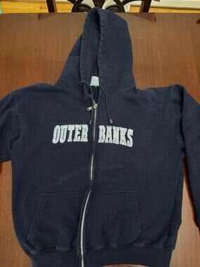 Outer Banks Embroidered Full Zip Hoodie Sweatshirt - Navy Blue - Men's
